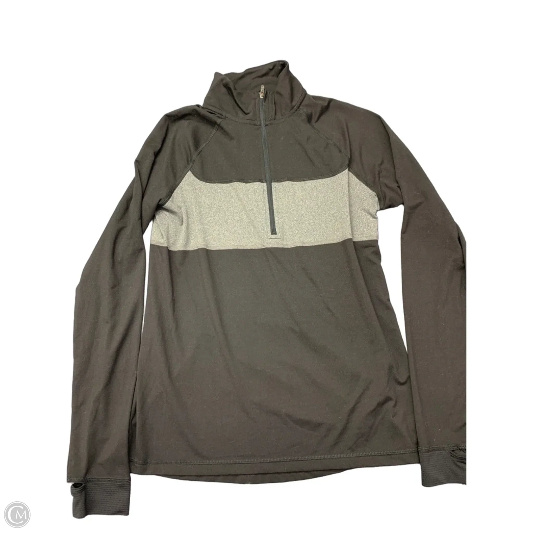 Athletic Top Long Sleeve Collar By Champion In Black, Size: M