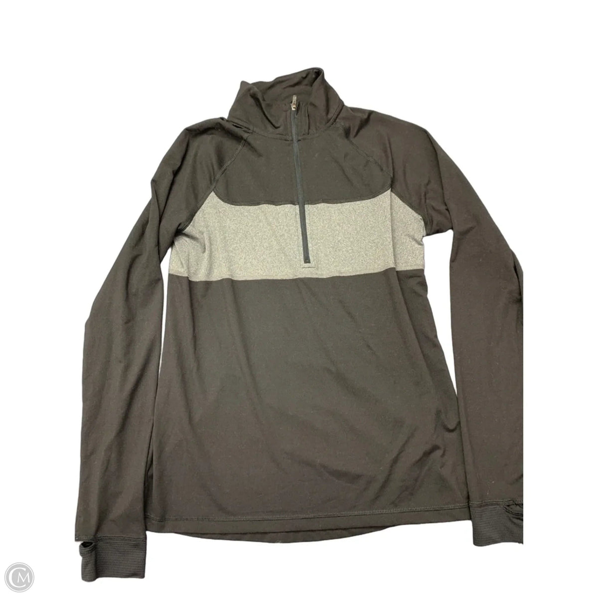 Athletic Top Long Sleeve Collar By Champion In Black, Size: M