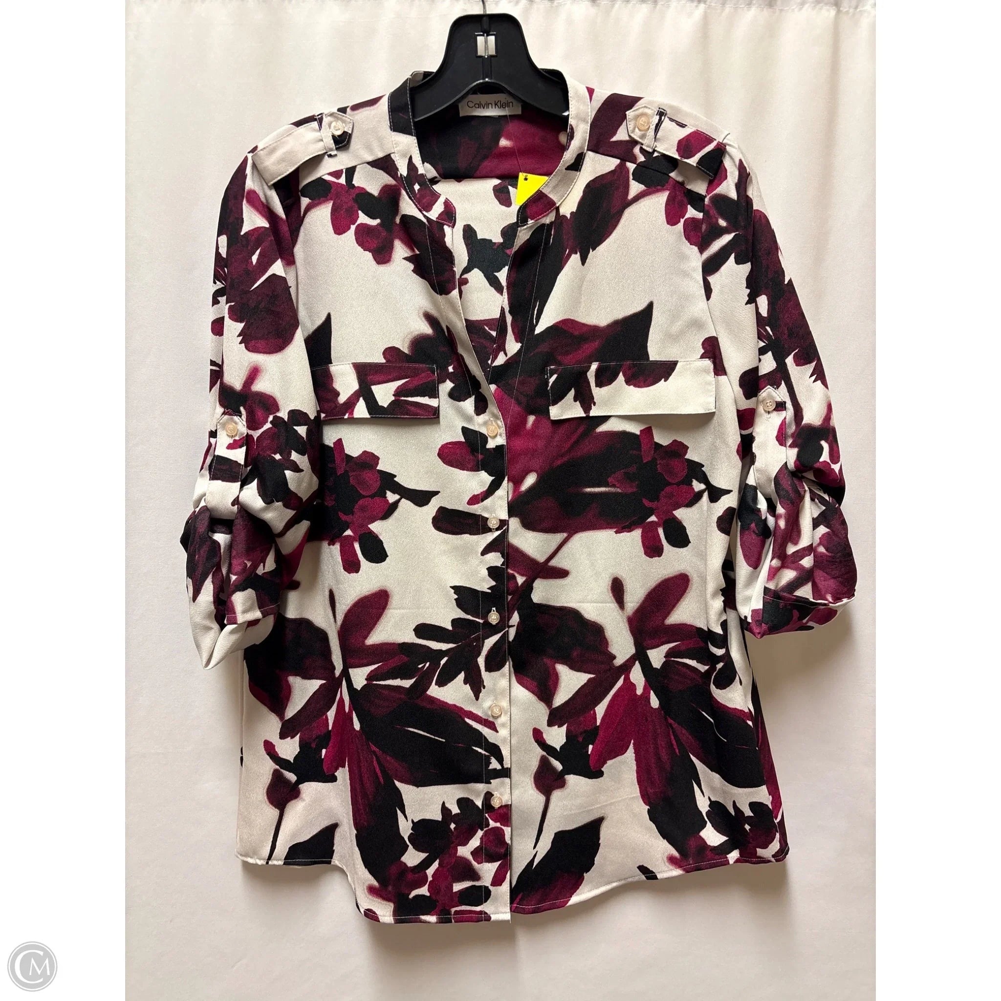Top Long Sleeve By Calvin Klein In Maroon, Size: M