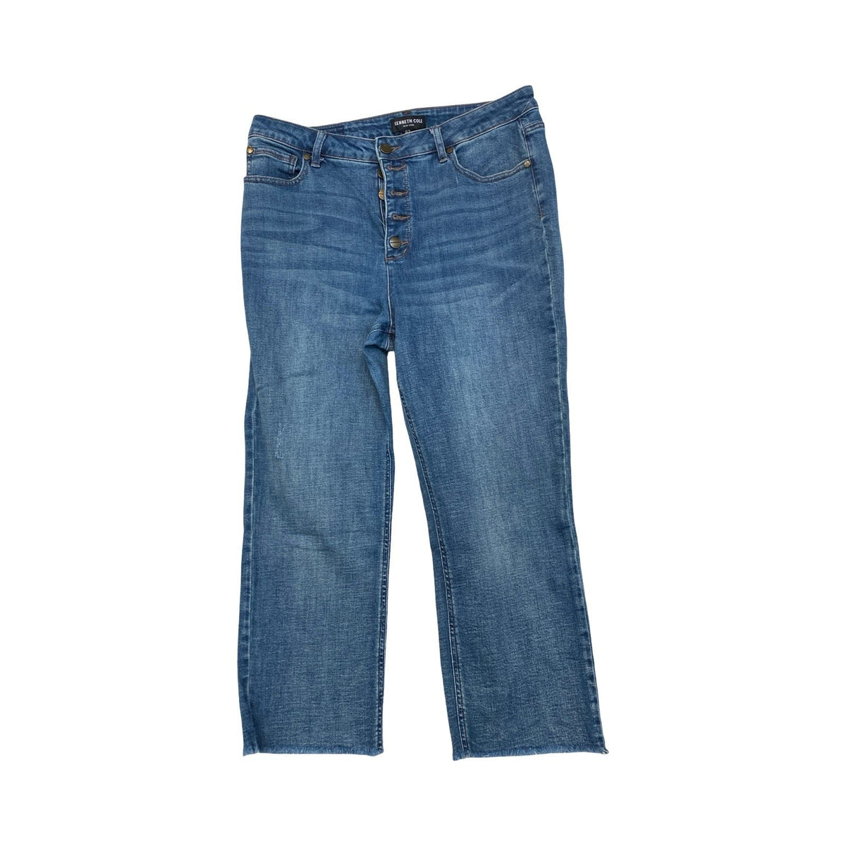 Jeans Straight By Kenneth Cole In Blue Denim, Size:12