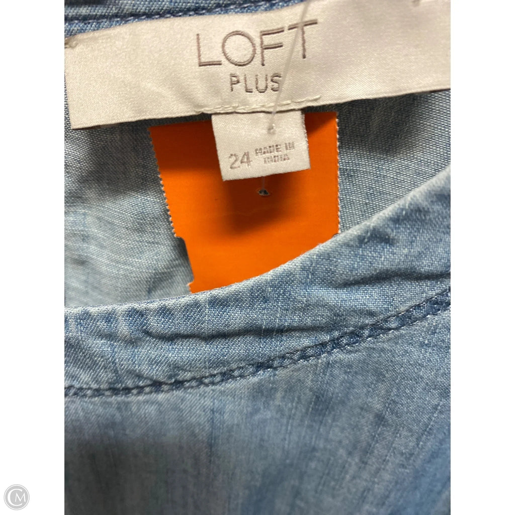 Top Short Sleeve By Loft In Blue, Size: 3x