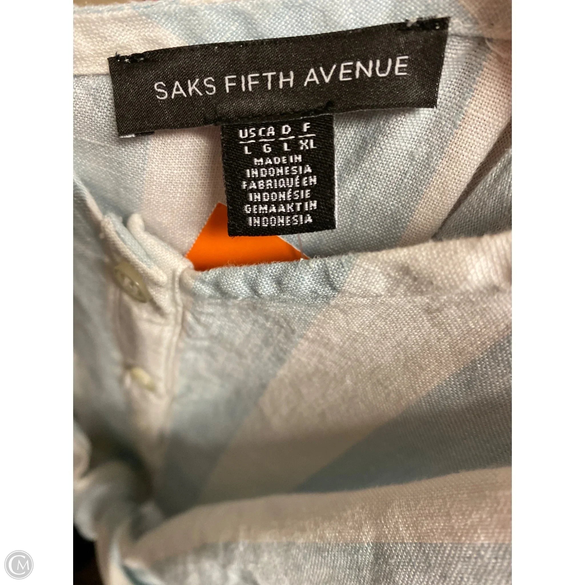 Dress Casual Midi By Saks Fifth Avenue In Blue & White, Size: L