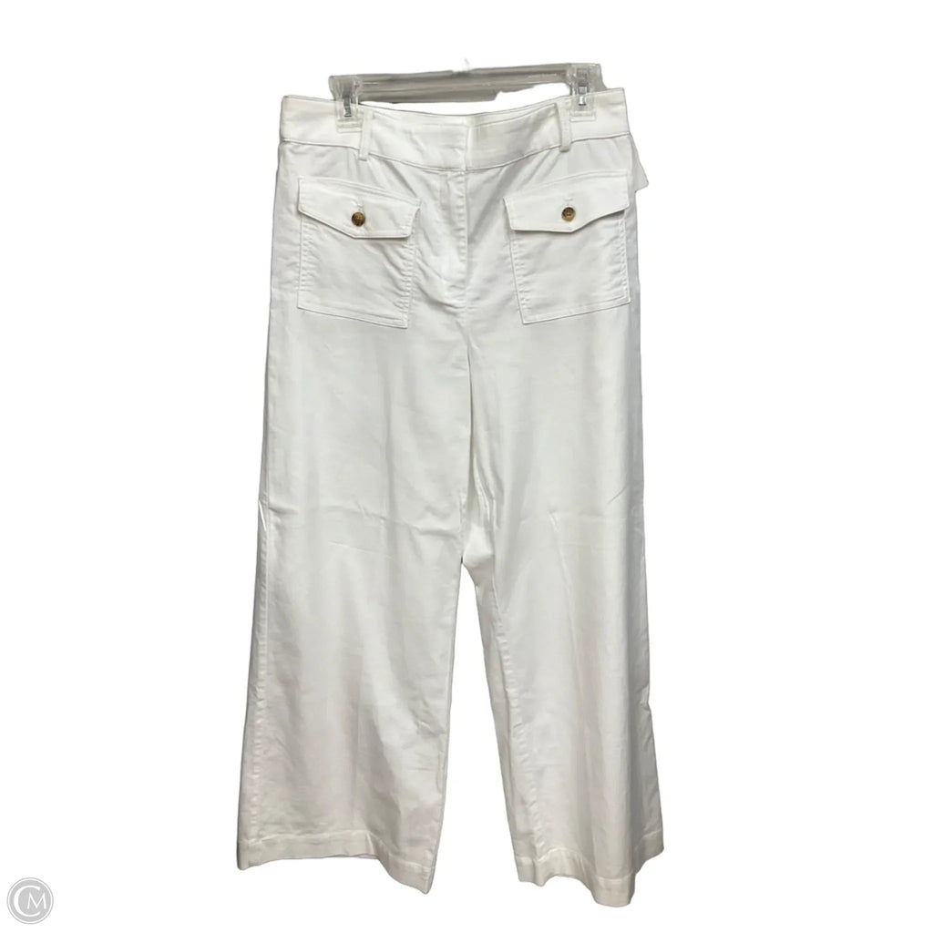 Jeans Wide Leg By Loft In White Denim, Size: 8