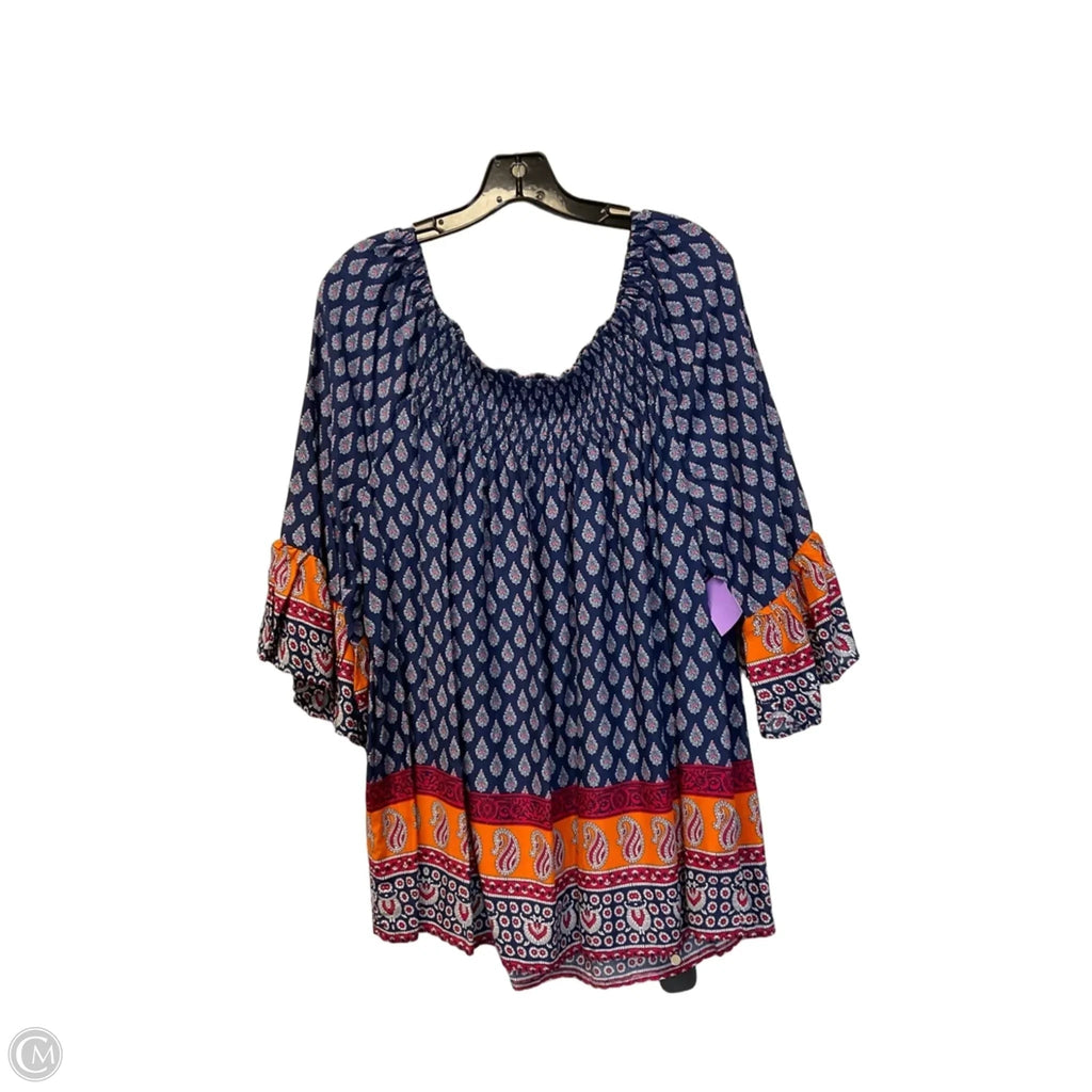 Top 3/4 Sleeve By Beachlunchlounge In Navy, Size: 1x