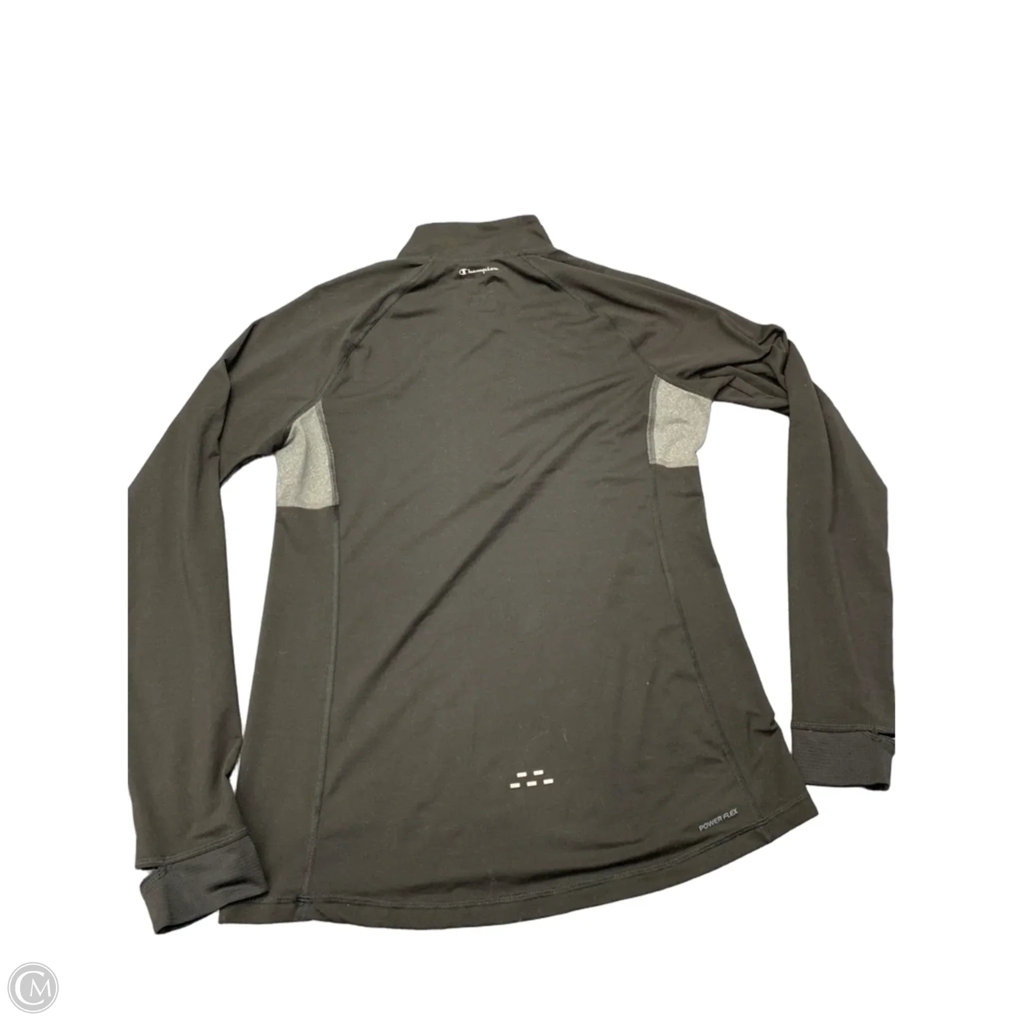 Athletic Top Long Sleeve Collar By Champion In Black, Size: M