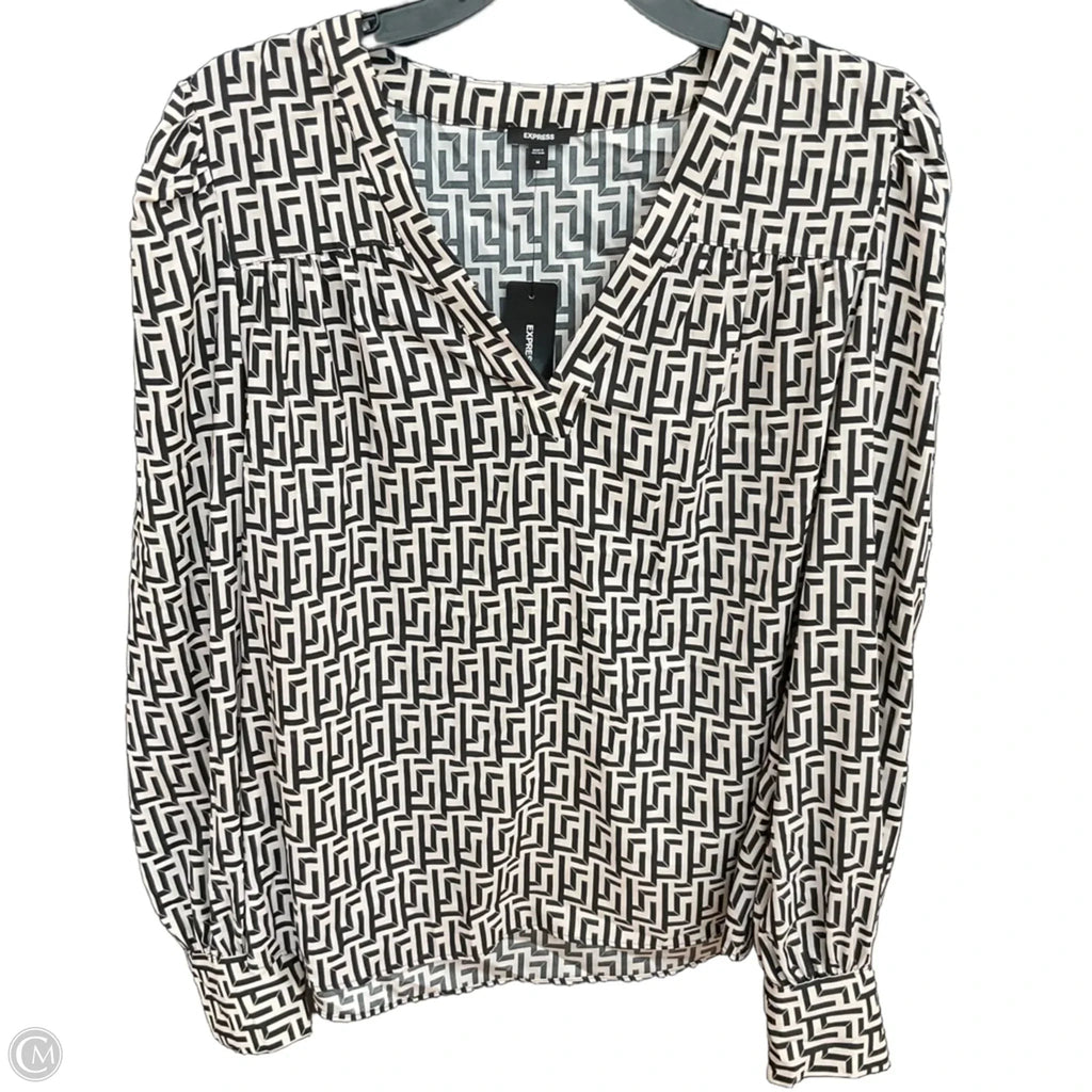 Top Long Sleeve By Express In Geometric Pattern, Size: M