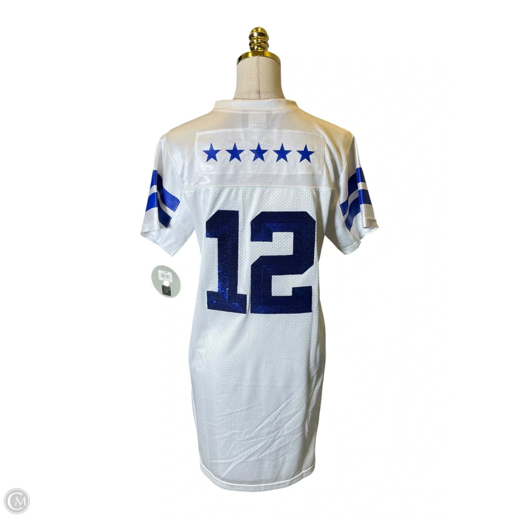 Athletic Top Short Sleeve By Clothes Mentor In Blue & White, Size: L