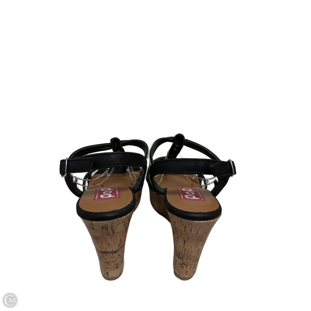 Sandals Heels Wedge By Pop In Black, Size: 9.5