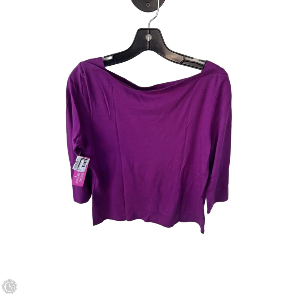 Top 3/4 Sleeve Basic By Talbots In Purple, Size: L