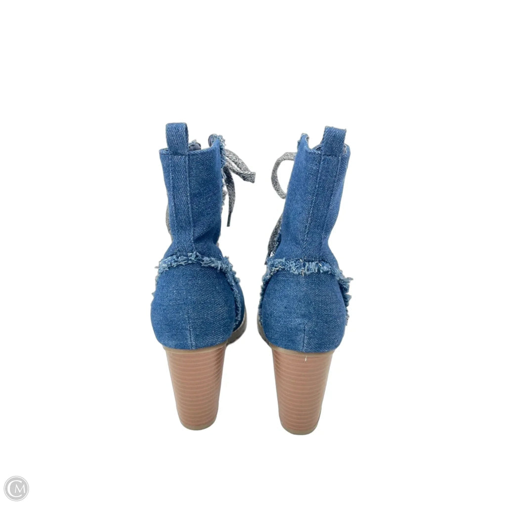Boots Ankle Heels By Cato In Blue Denim, Size: 9