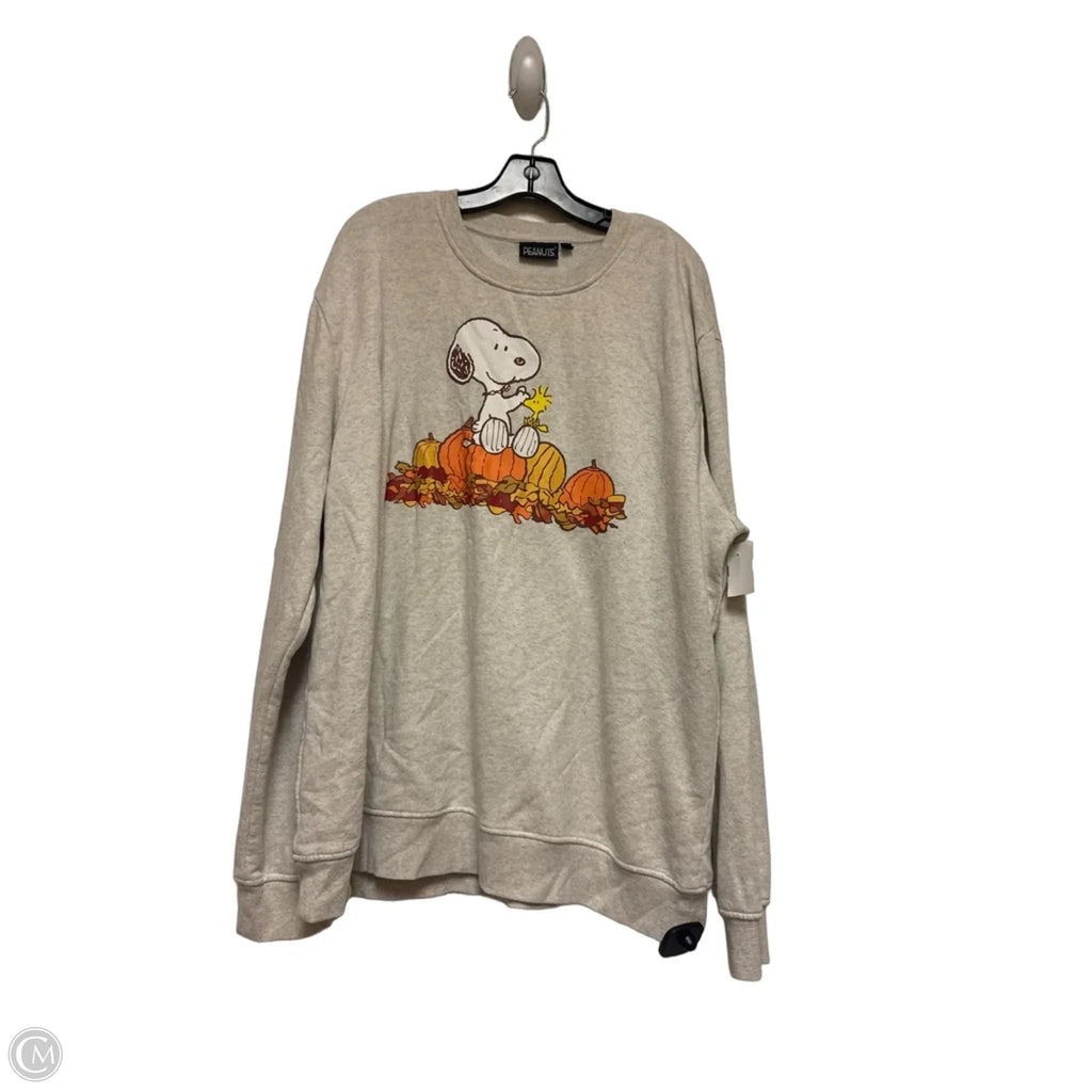 Sweatshirt Crewneck By Clothes Mentor In Cream & Orange, Size: 2x