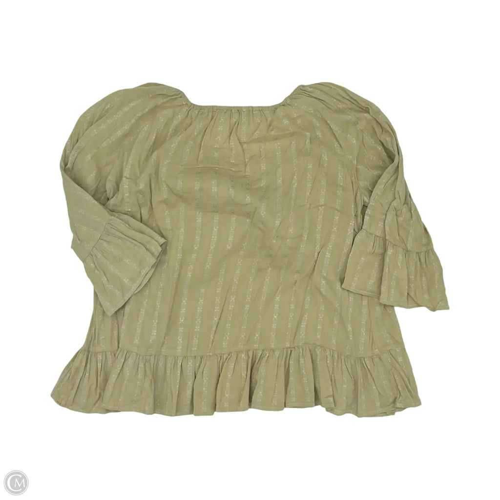 Blouse 3/4 Sleeve By Clothes Mentor In Green, Size: L
