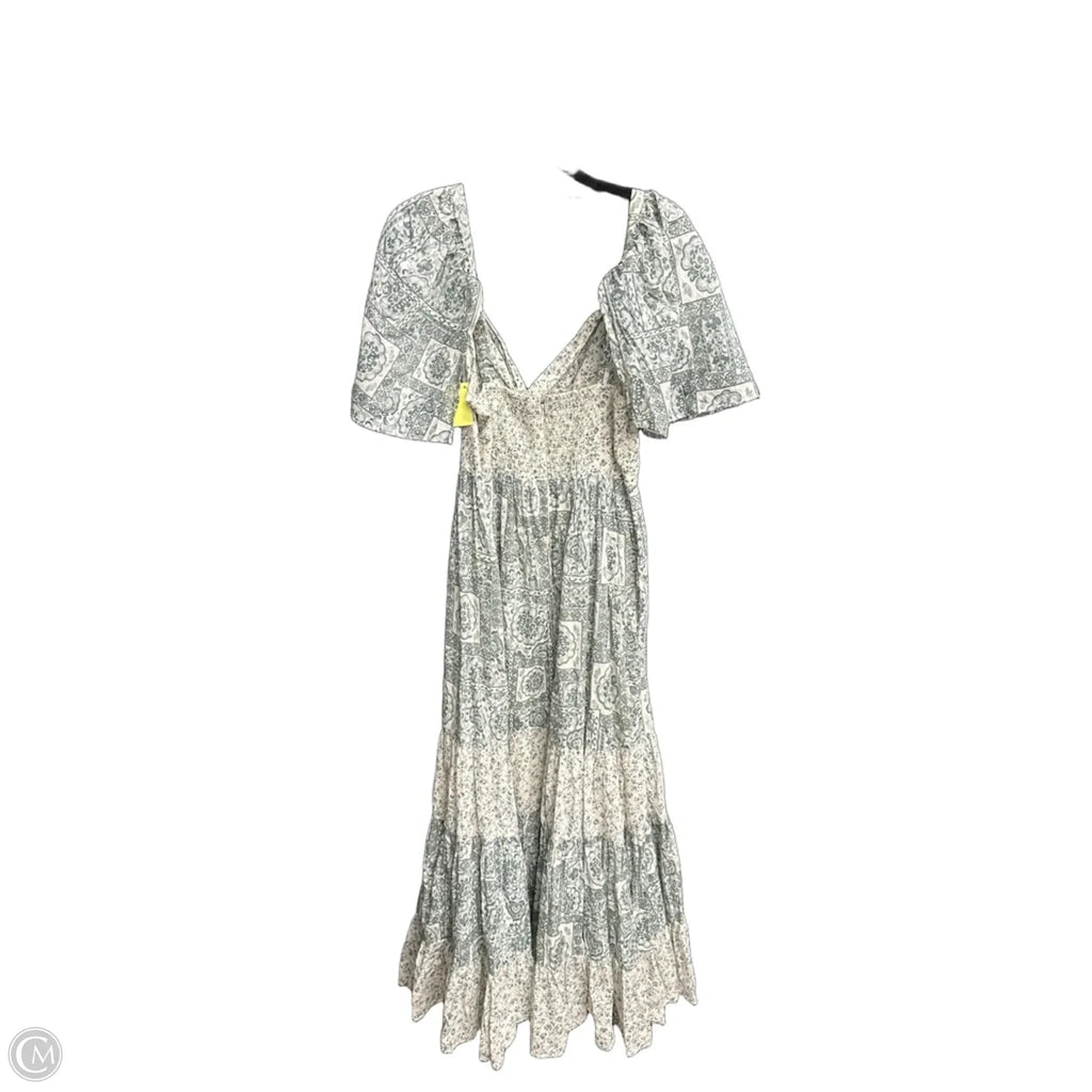 Dress Casual Maxi By Abercrombie And Fitch In Cream & Green, Size: M
