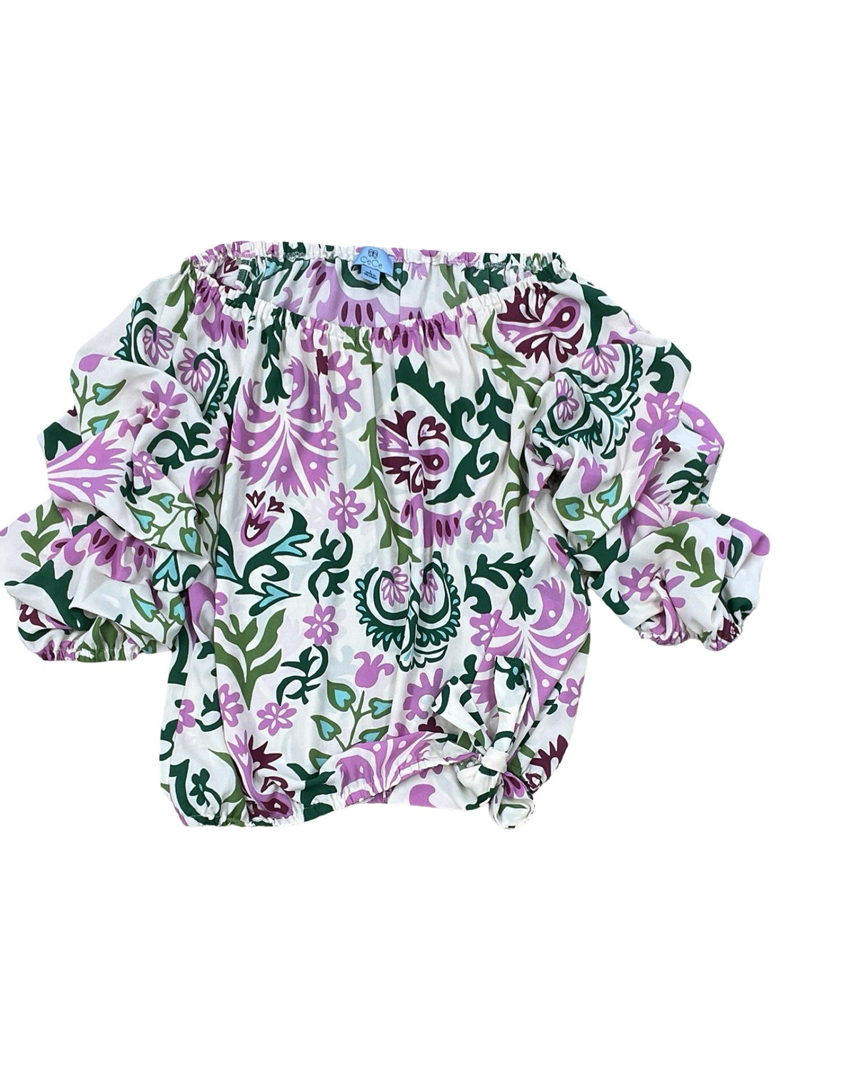 Top 3/4 Sleeve By Cece In Cream & Green, Size:L
