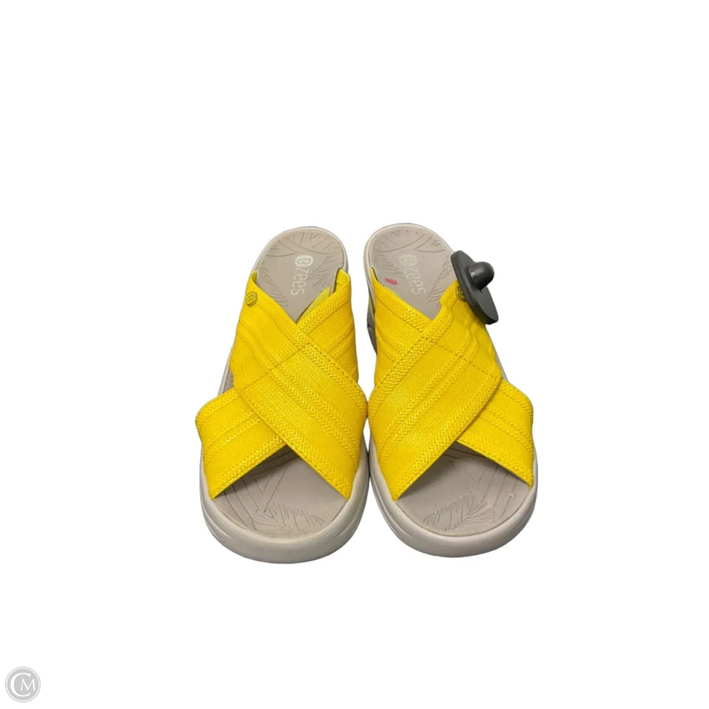 Sandals Heels Wedge By Bzees In Yellow, Size: 6.5