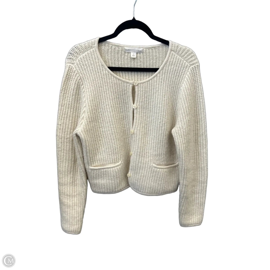 Sweater Cardigan By Treasure And Bond In Cream, Size: S