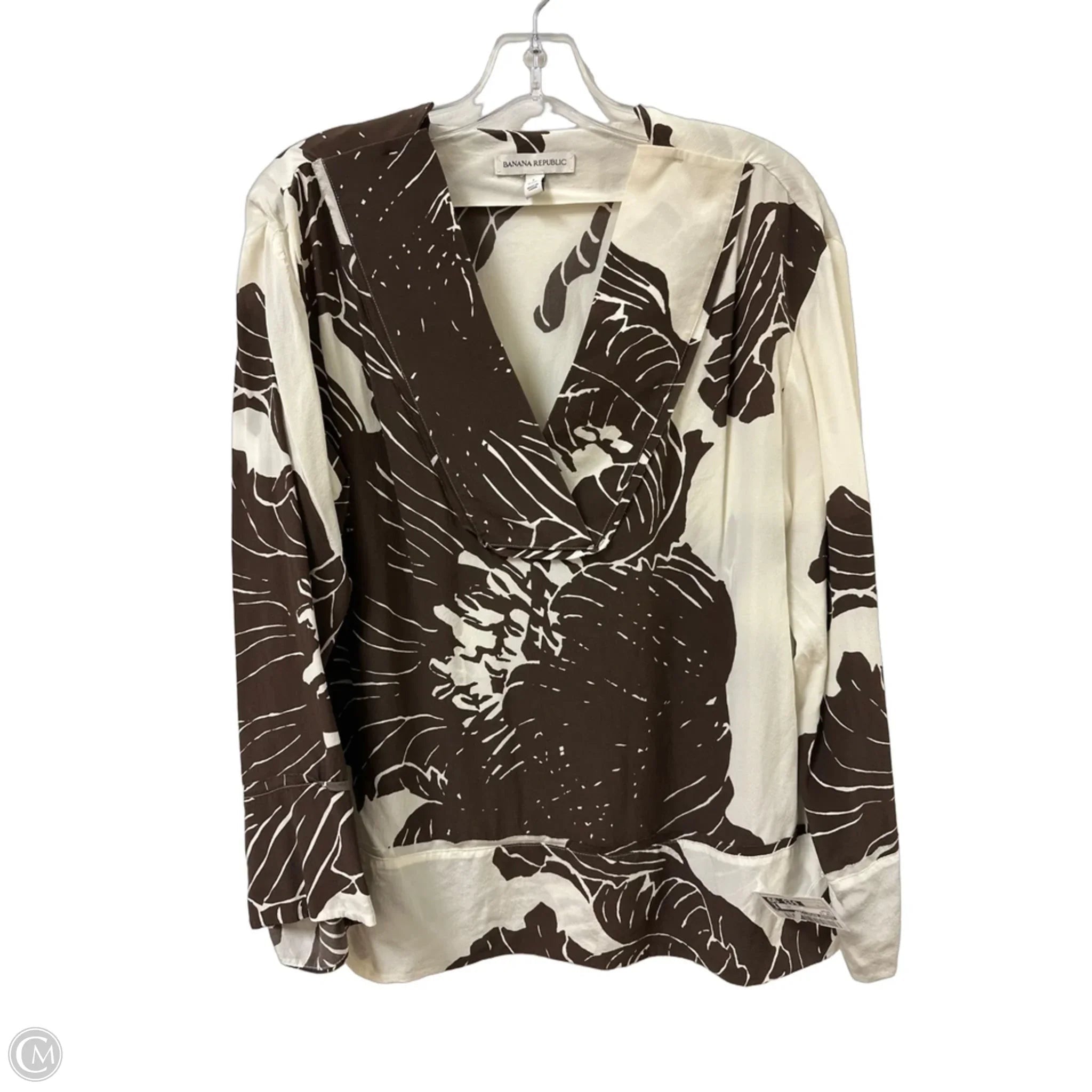 Top Long Sleeve By Banana Republic In Brown, Size: L