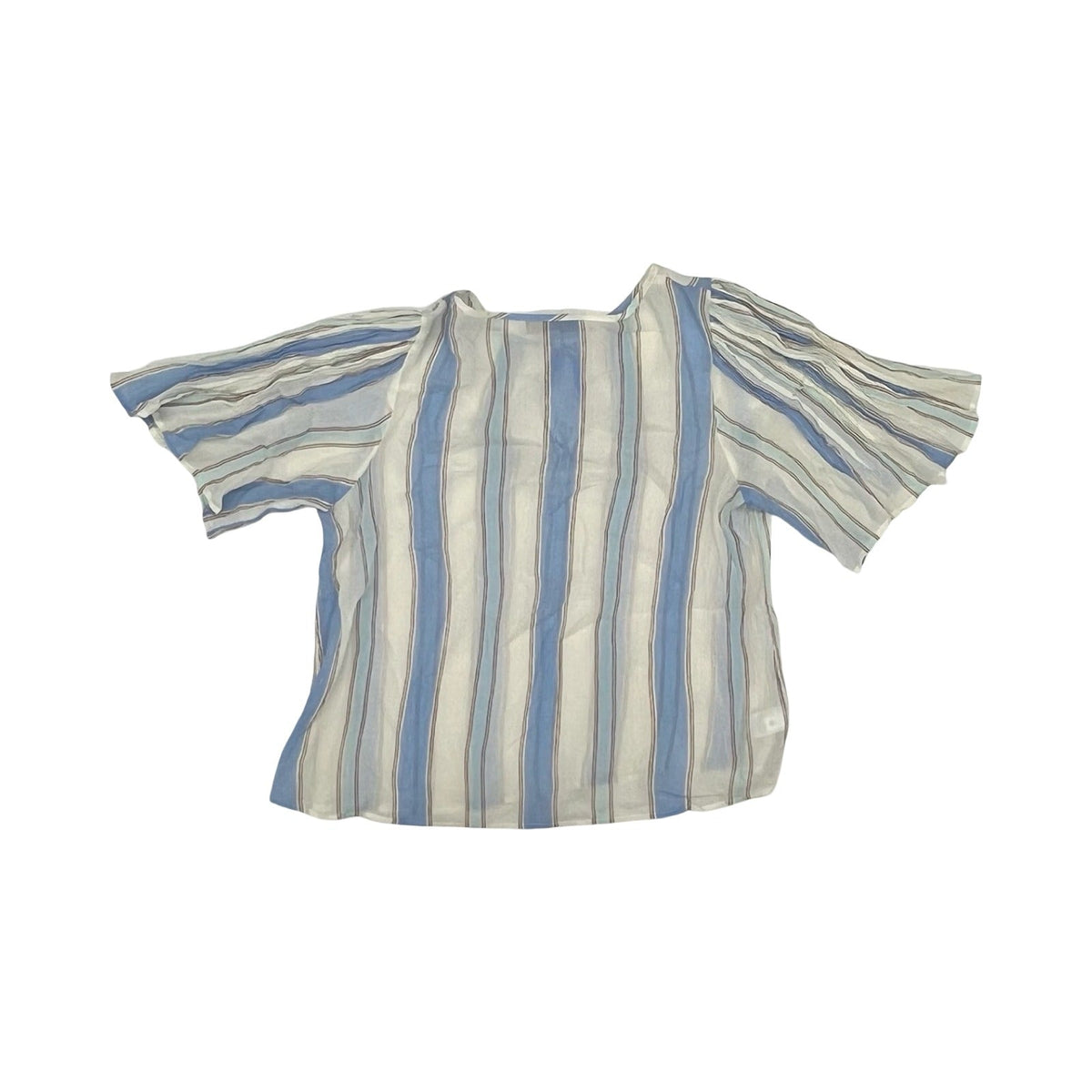 Blouse 3/4 Sleeve By Loft In Blue & Cream, Size:M