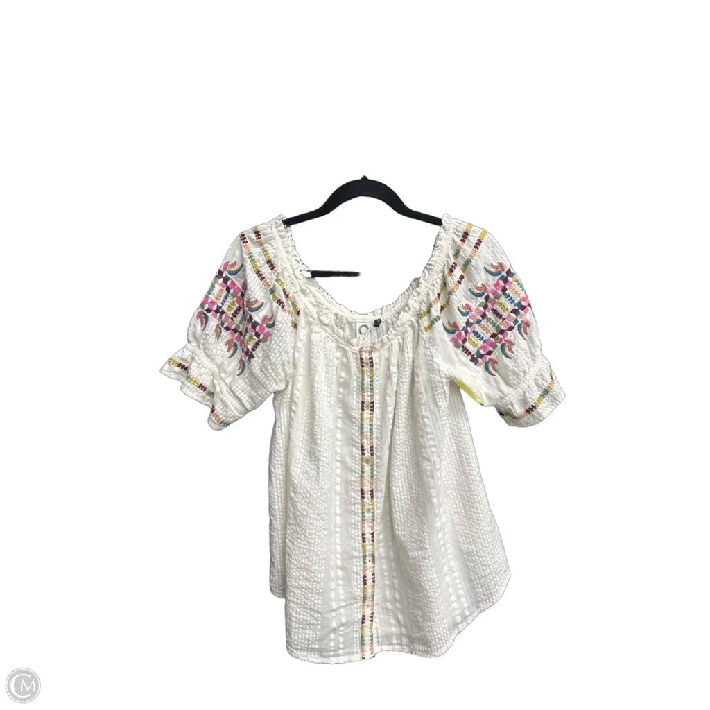 Top Short Sleeve By Anthropologie In White, Size: M