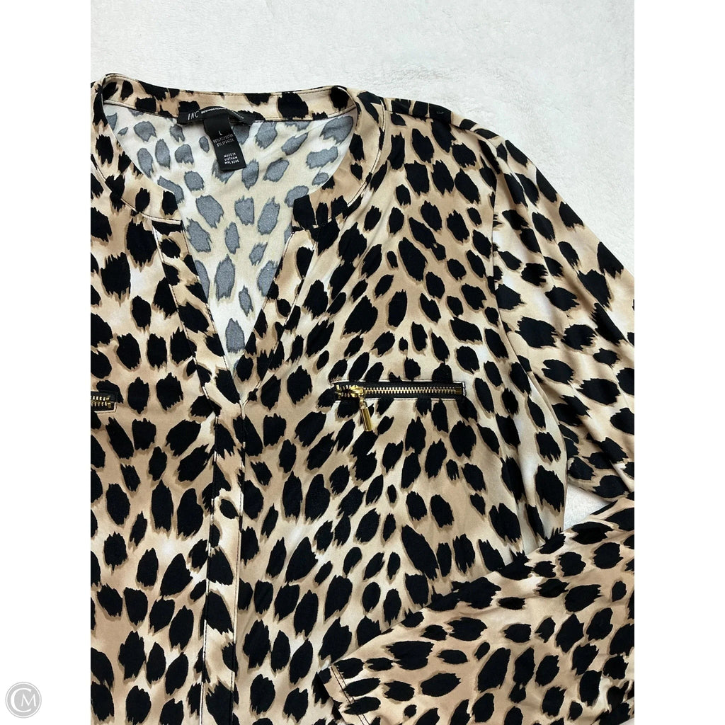 Top Long Sleeve By Inc In Animal Print, Size: L