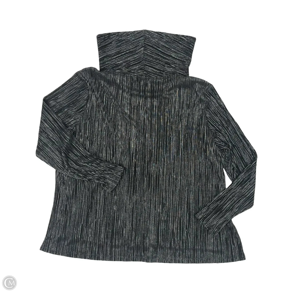 Blouse Long Sleeve By Erin London In Black & Silver, Size: Xlp