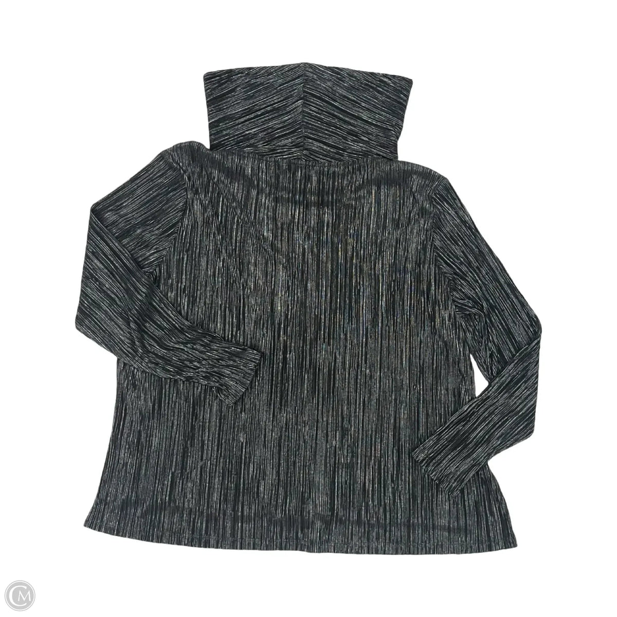 Blouse Long Sleeve By Erin London In Black & Silver, Size: Xlp