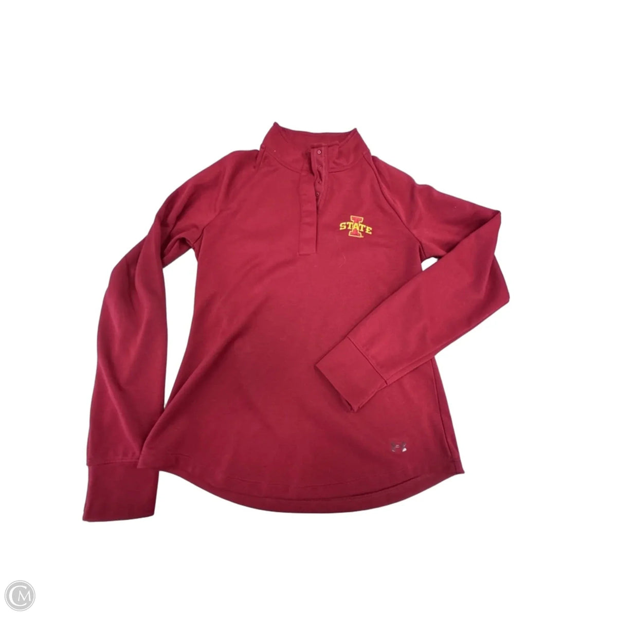 Athletic Top Long Sleeve Collar By Under Armour In Red, Size: M