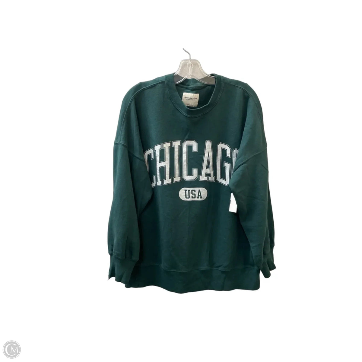 Athletic Top Long Sleeve Crewneck By Abercrombie And Fitch In Green, Size: L