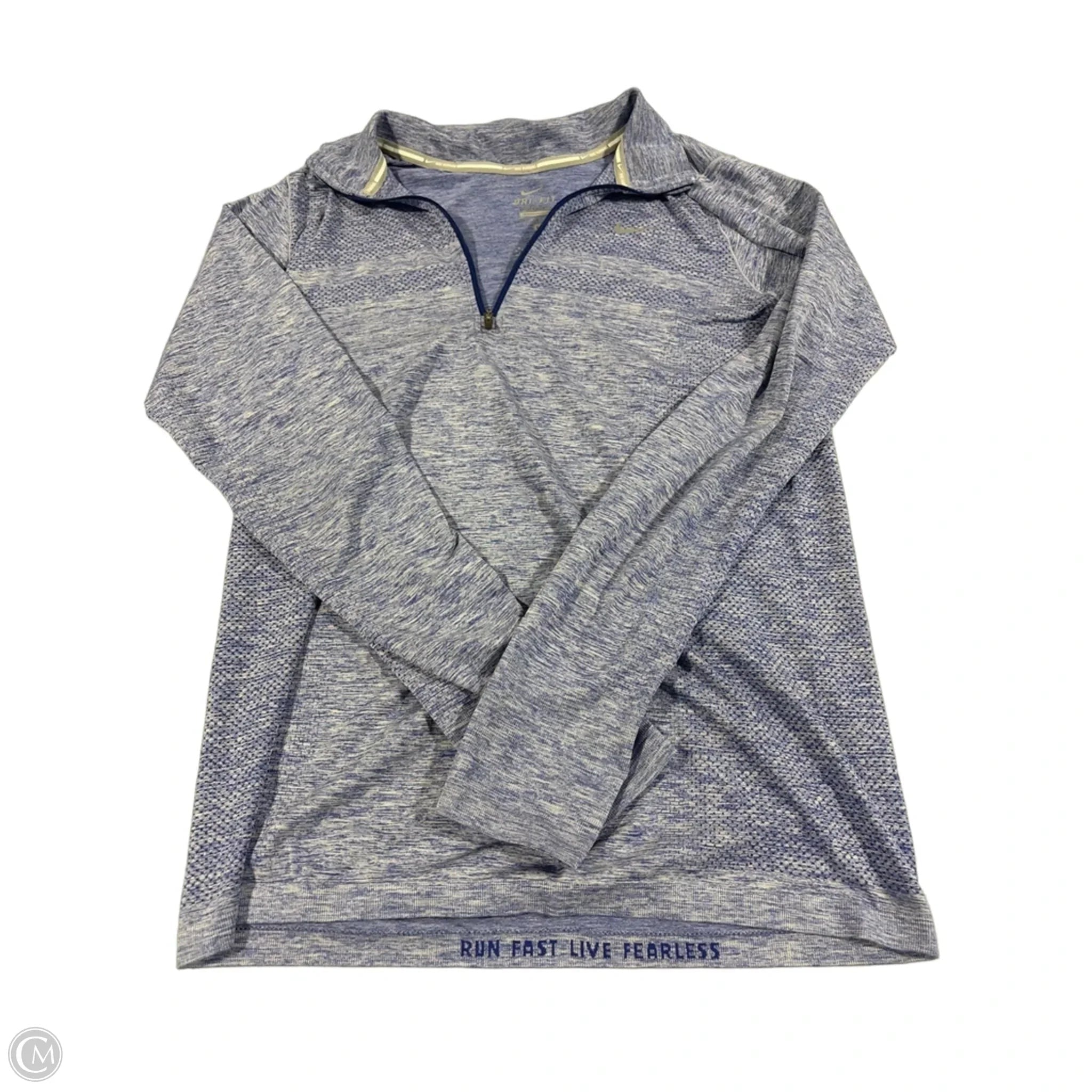 Athletic Top Long Sleeve Collar By Nike In Purple, Size: L