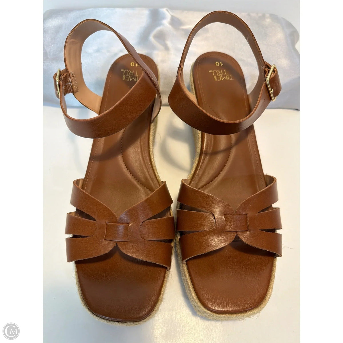 Sandals Heels Block By Time And Tru In Brown, Size: 10
