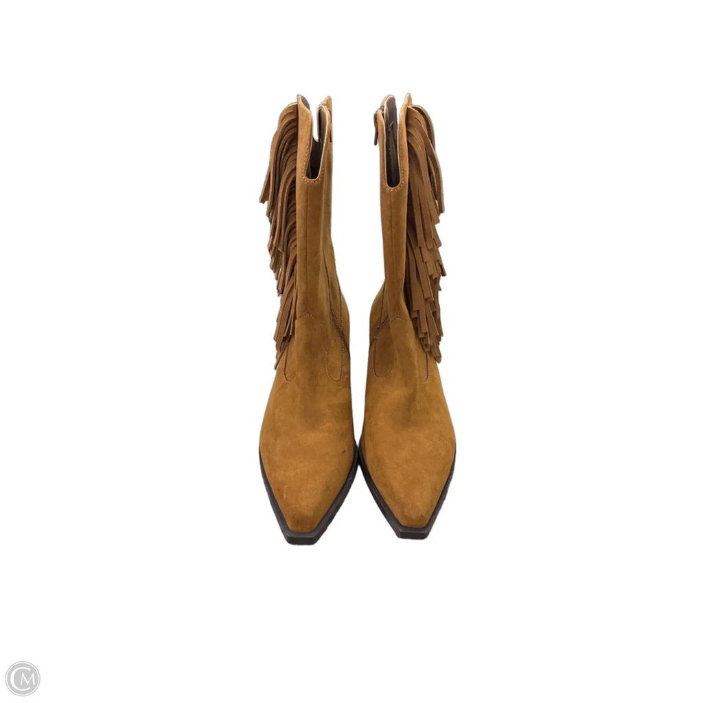 Boots Mid-calf Heels By Abercrombie And Fitch In Tan, Size: 10