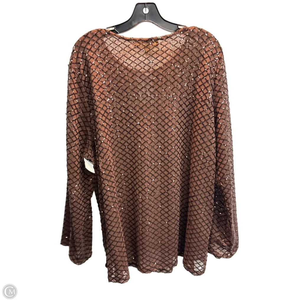 Blouse Long Sleeve By Clothes Mentor In Brown, Size: 3x