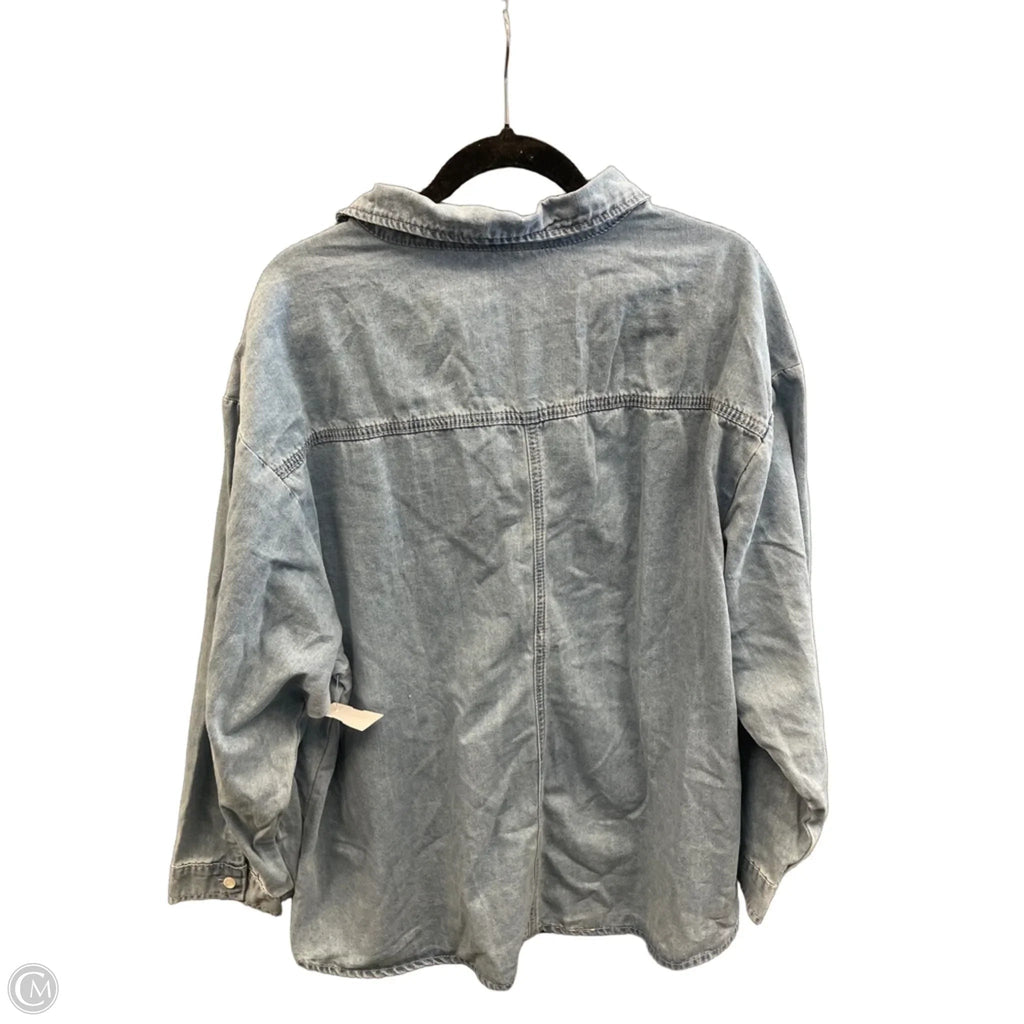 Top Long Sleeve By Allegra K In Blue Denim, Size: Xl