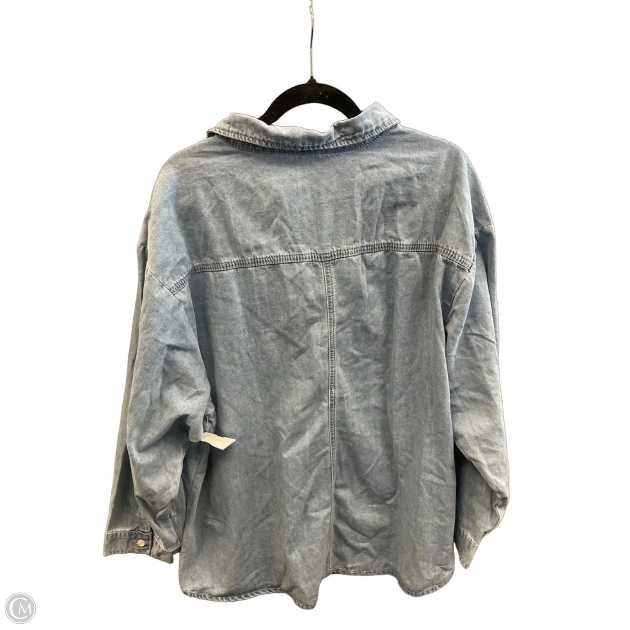 Top Long Sleeve By Allegra K In Blue Denim, Size: Xl