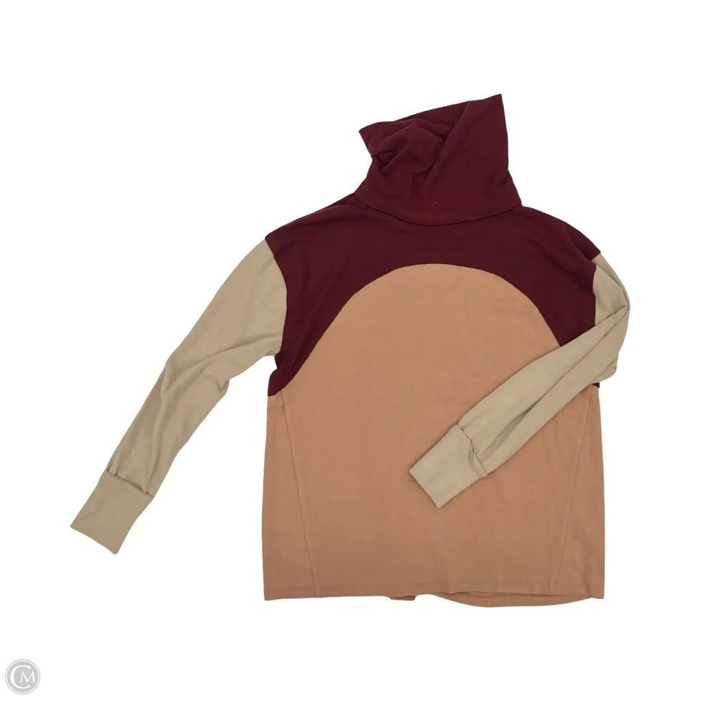 Top Long Sleeve By Bke In Red & Tan, Size: L