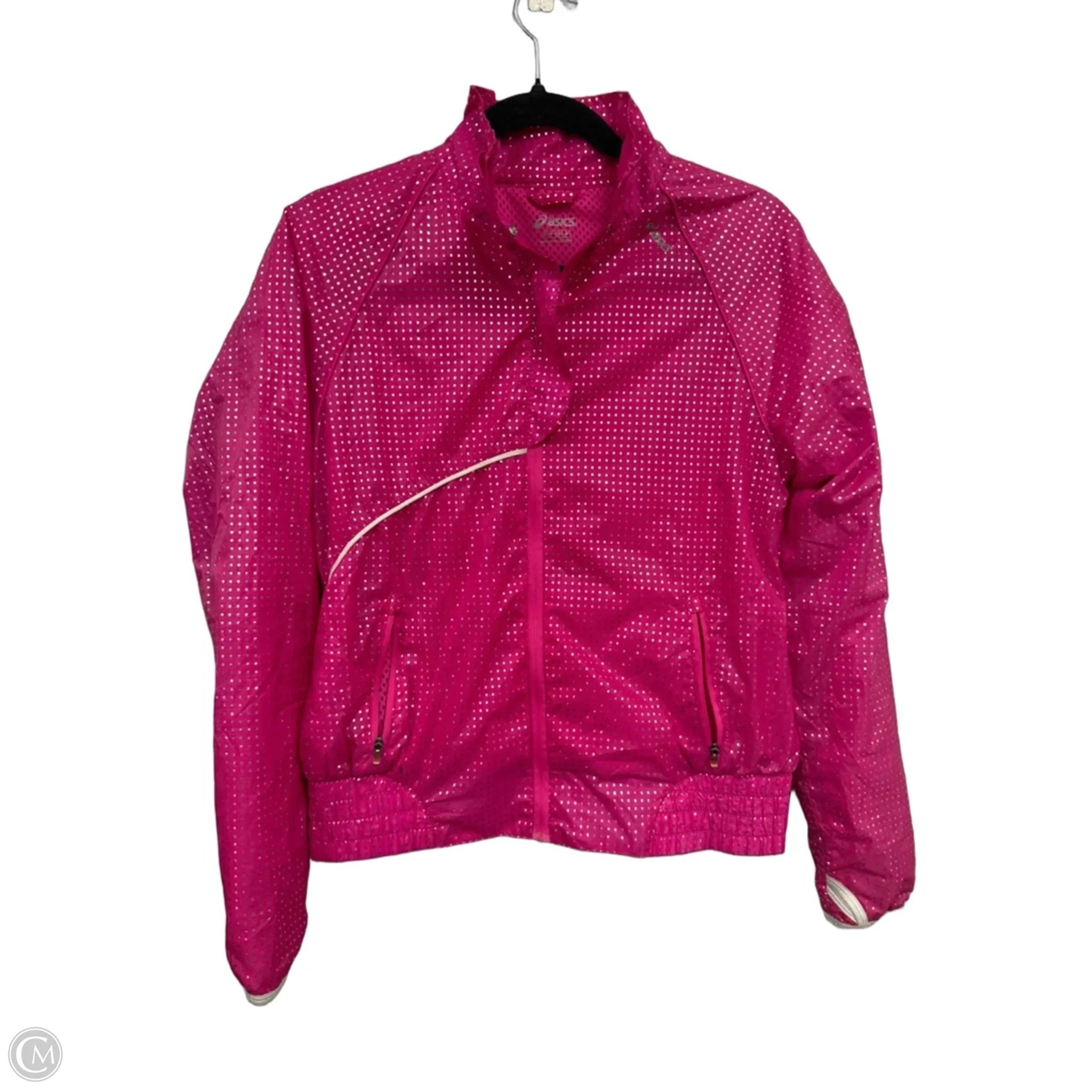 Athletic Jacket By Asics In Pink & Silver, Size: S