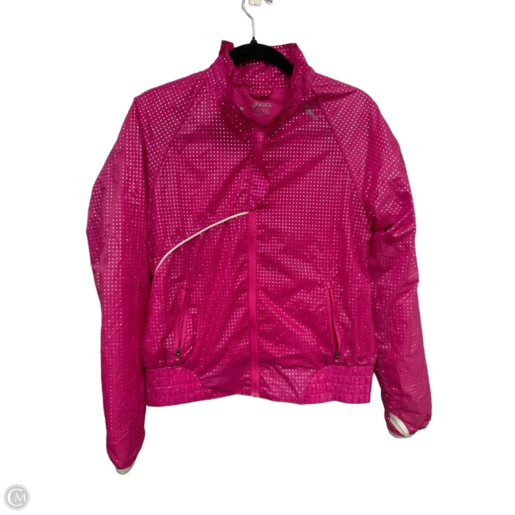 Athletic Jacket By Asics In Pink & Silver, Size: S