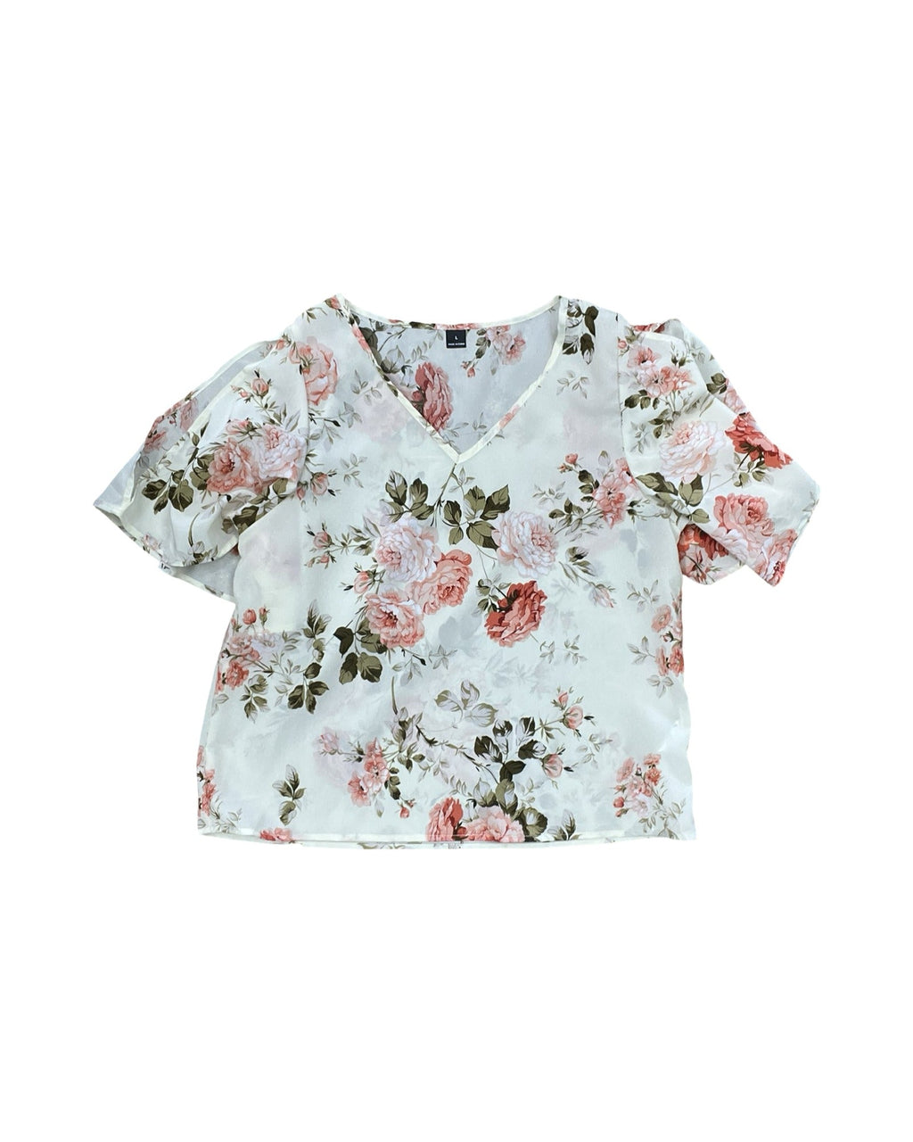 Top Ss By Clothes Mentor In Floral Print, Size:L