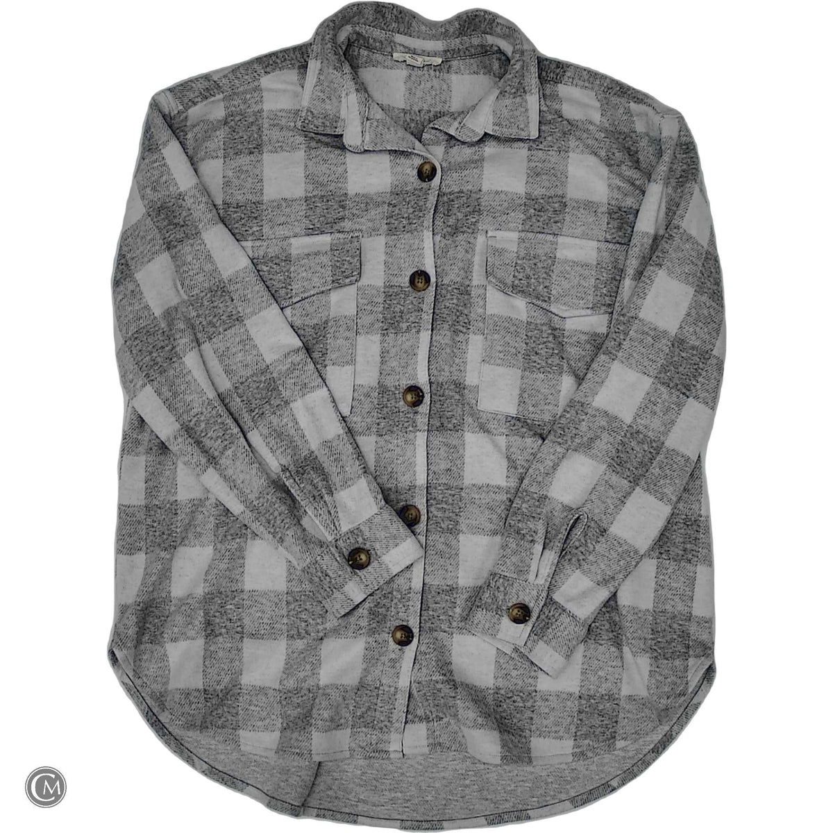 Jacket Shirt By Beachlunchlounge In Grey & White, Size: Xl