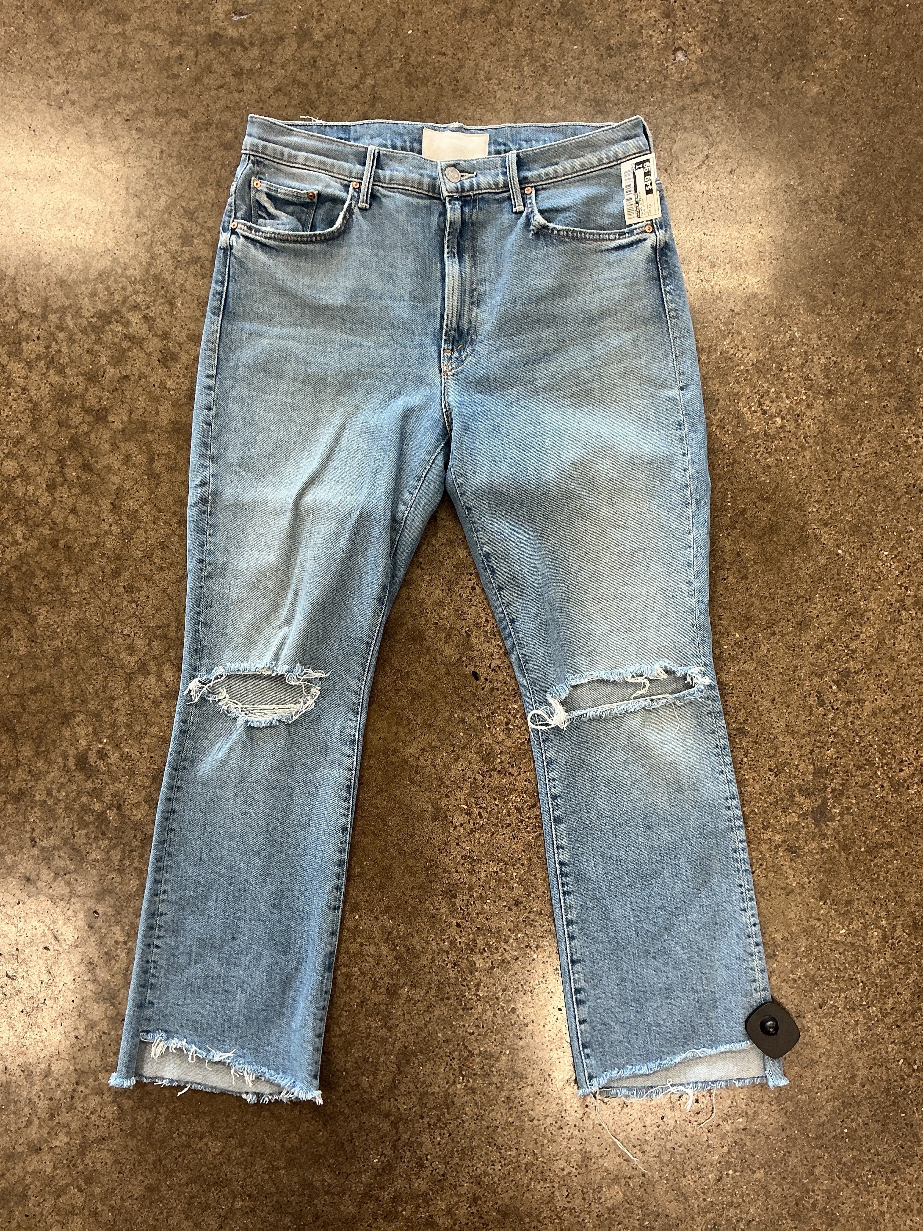 Jeans Straight By Mother Jeans In Blue Denim, Size:12
