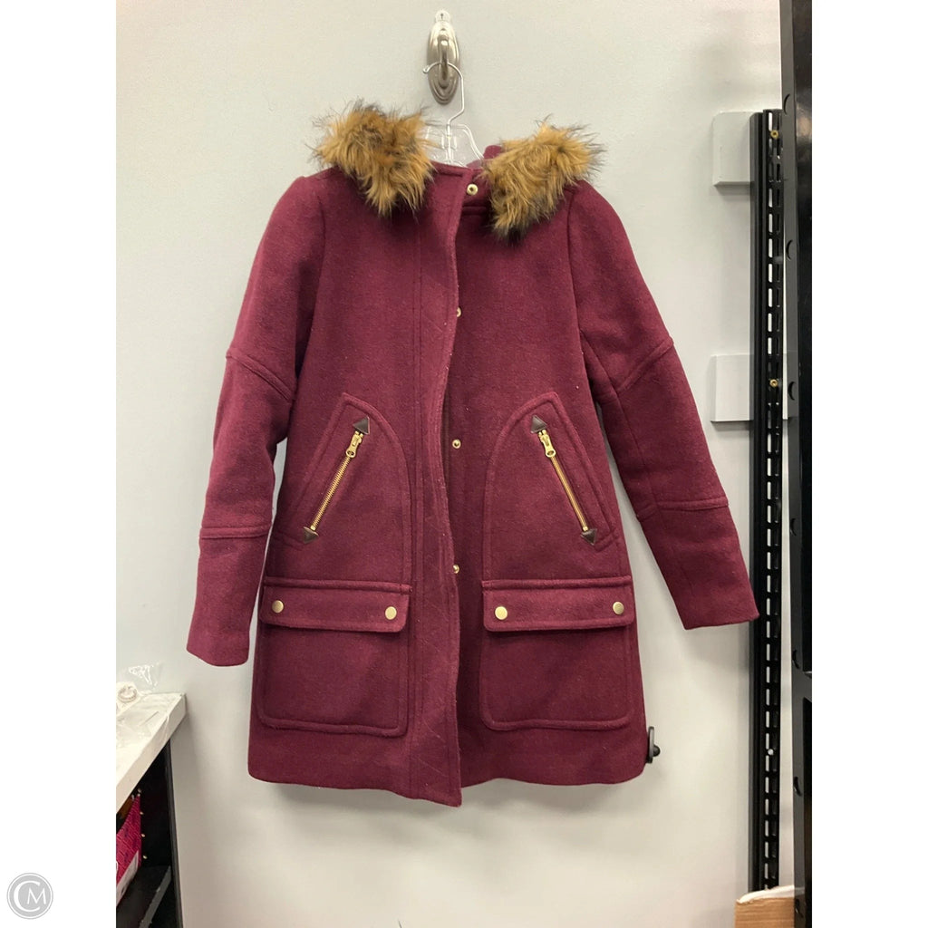 Coat Faux Fur & Sherpa By J. Crew In Maroon, Size: 0