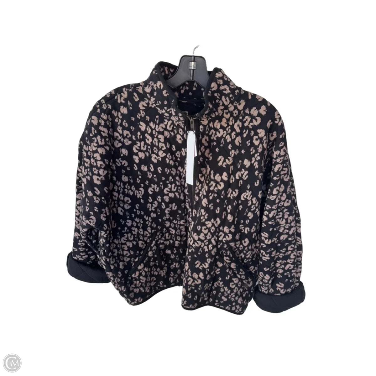 Jacket Puffer & Quilted By Garnet Hill In Black & Tan, Size: M