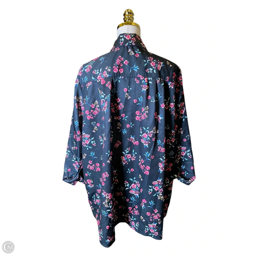 Top Long Sleeve By Woman Within In Floral Print, Size: 1x