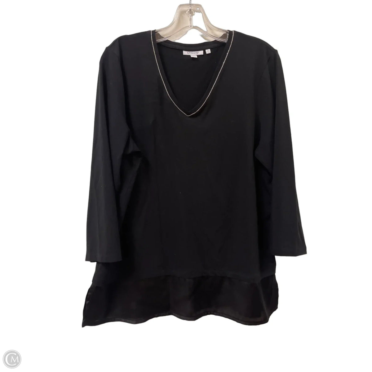 Top Long Sleeve By Chicos In Black, Size: L