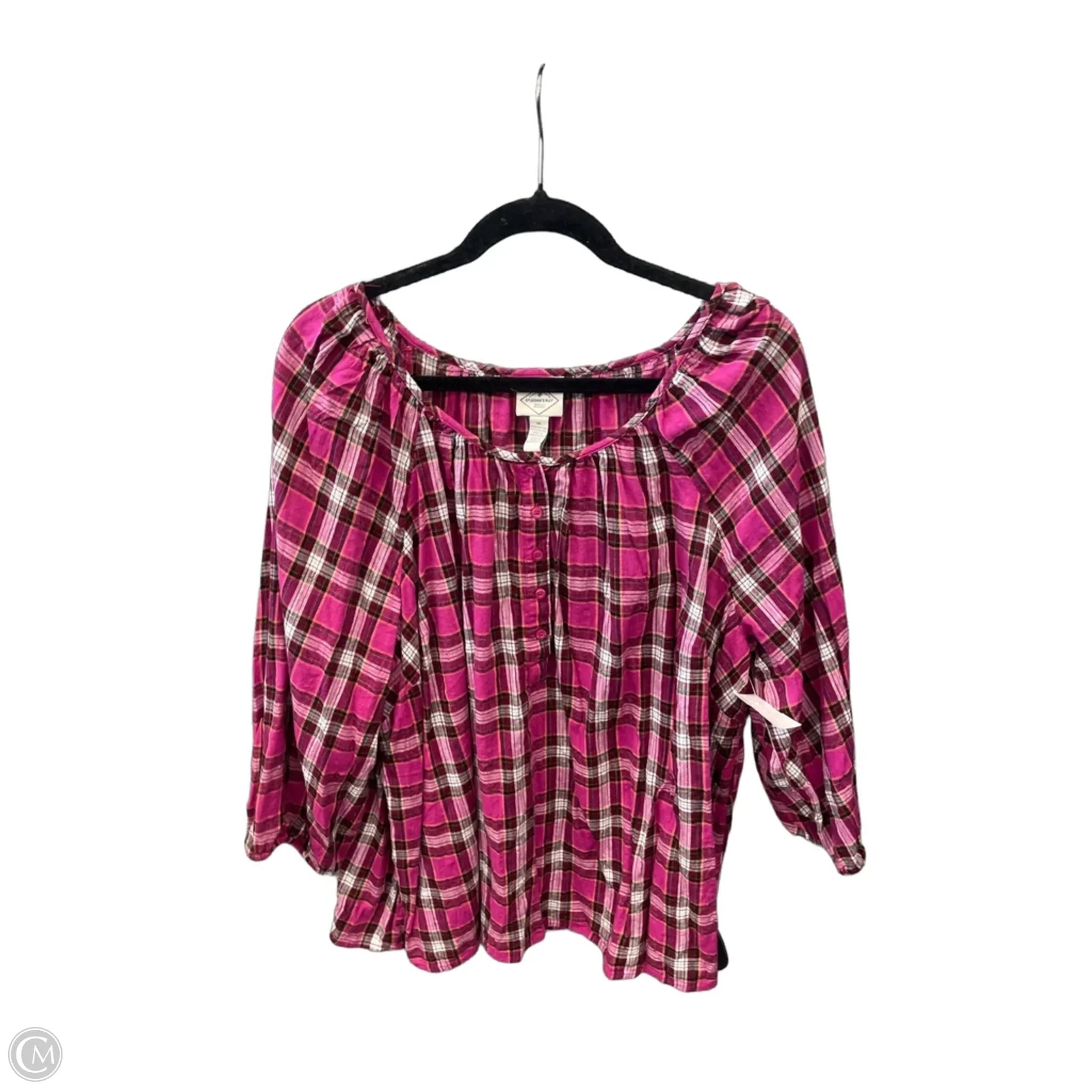 Top Long Sleeve By St Johns Bay In Pink, Size: 1x