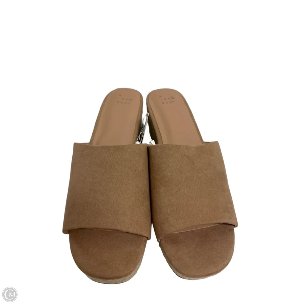 Sandals Heels Wedge By A New Day In Tan, Size: 10