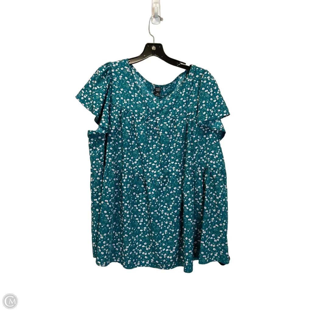Top Short Sleeve By Emery Rose In Blue, Size: 2x