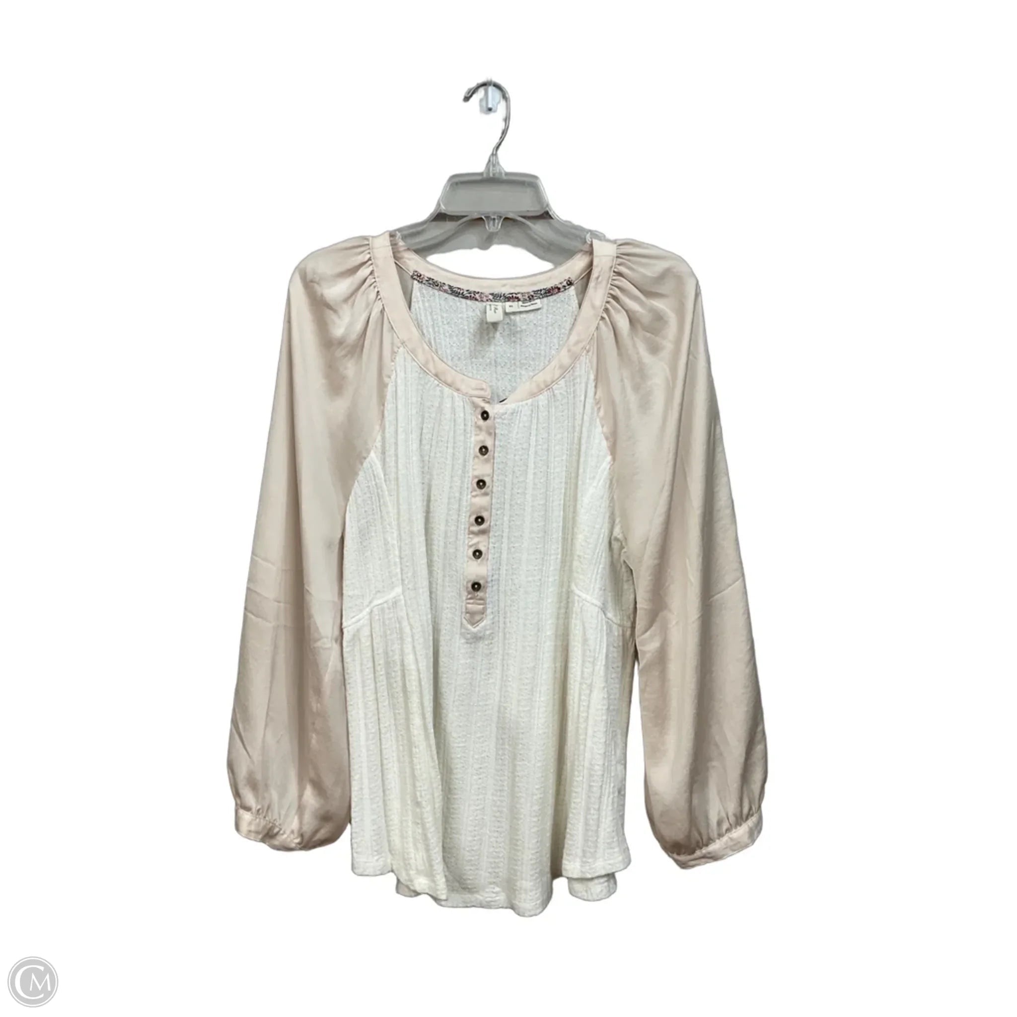Blouse Long Sleeve By Meadow Rue In Beige, Size: Xl