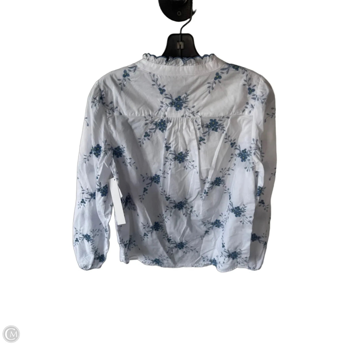 Top Long Sleeve By Talbots In Blue & White, Size: S