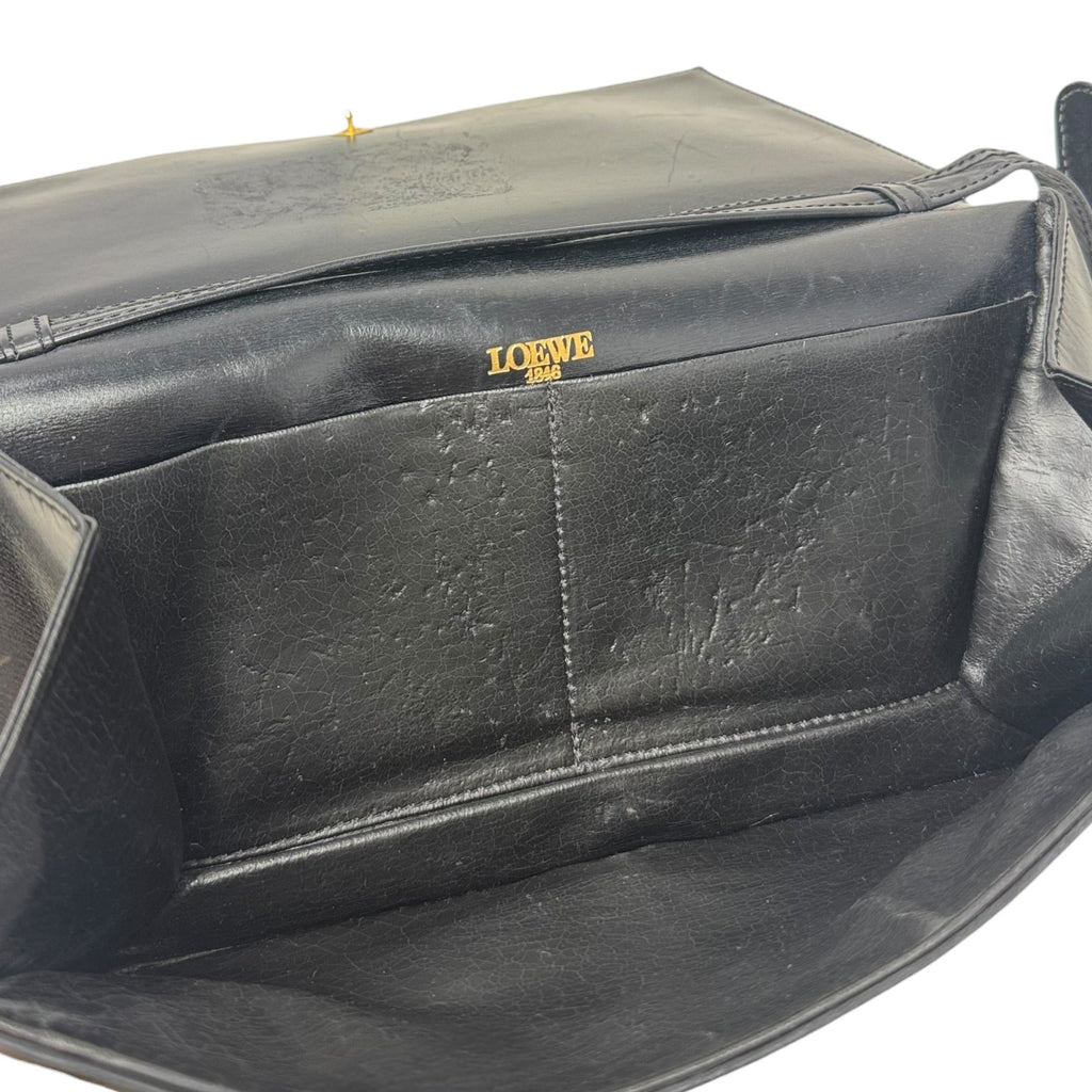 AS IS Vintage Leather Flap Shoulder Bag Luxury Designer By Loewe, Size: Small